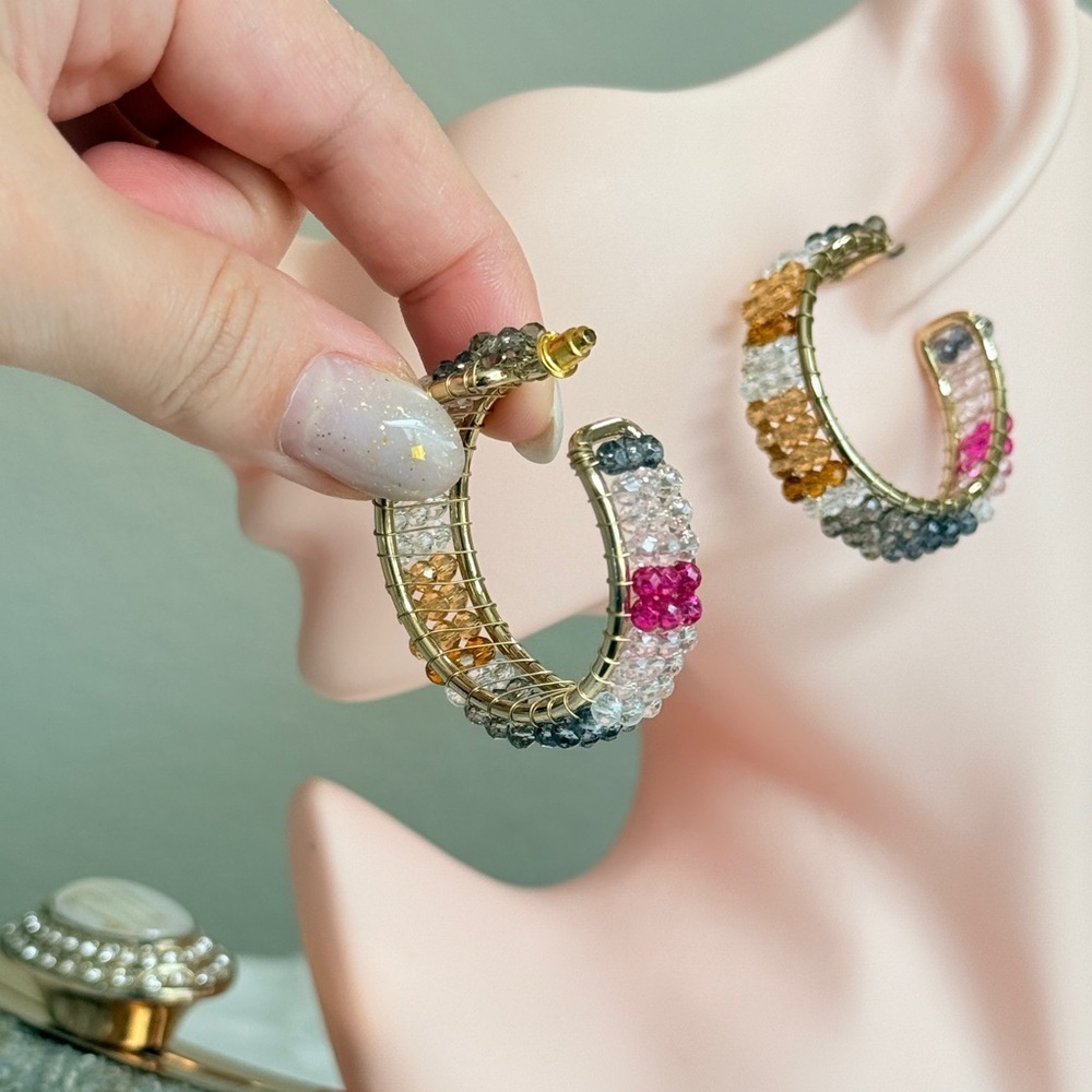 ⚜️ Elegant Multicolor Hoop Earrings - Picture 6 of 12